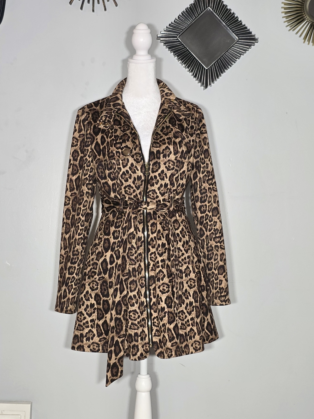Windsor Brown and Black Leopard Print Tie-Waist Coat
